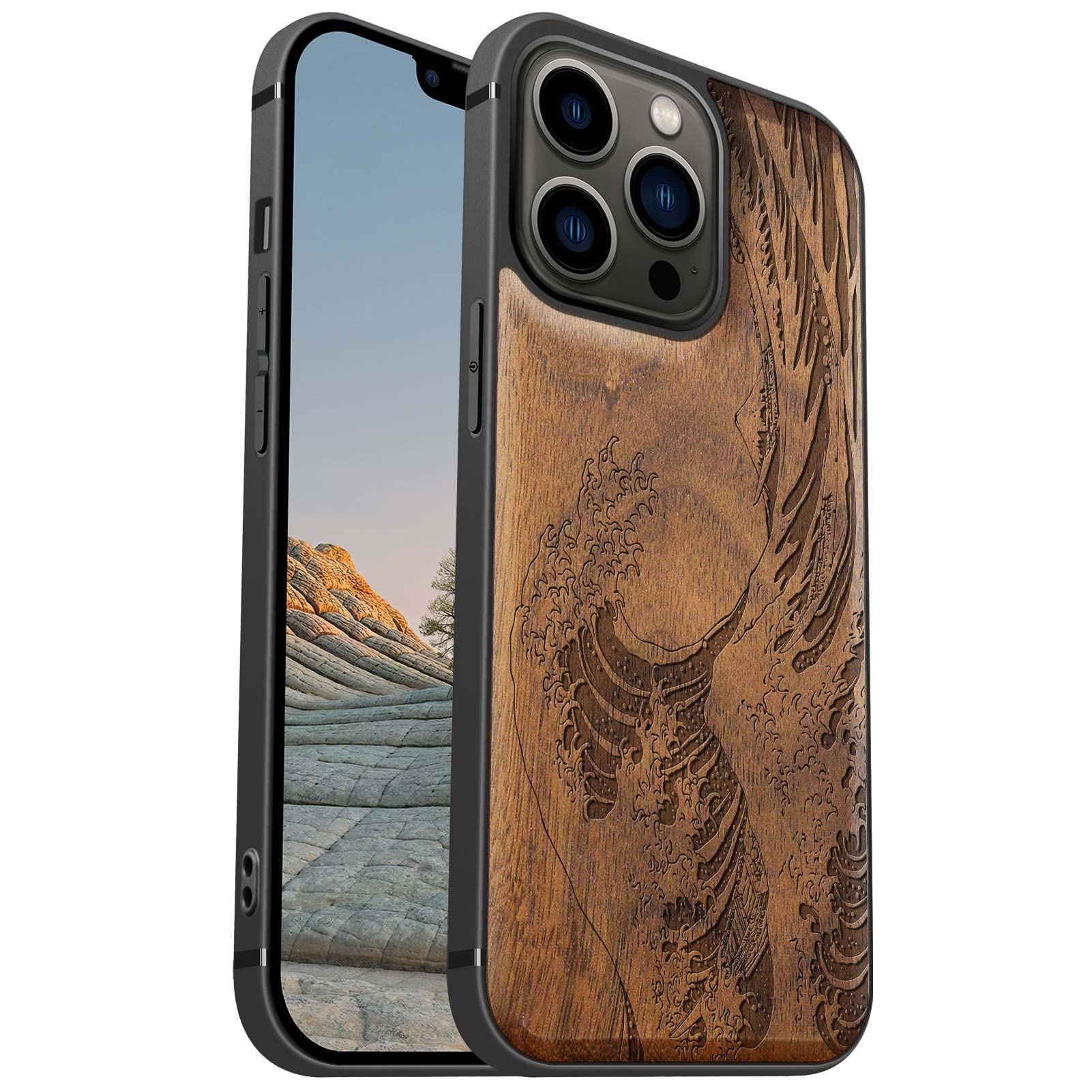 Amazon.com: Carveit Wood Case for iPhone 13 Pro, (The Wave Off